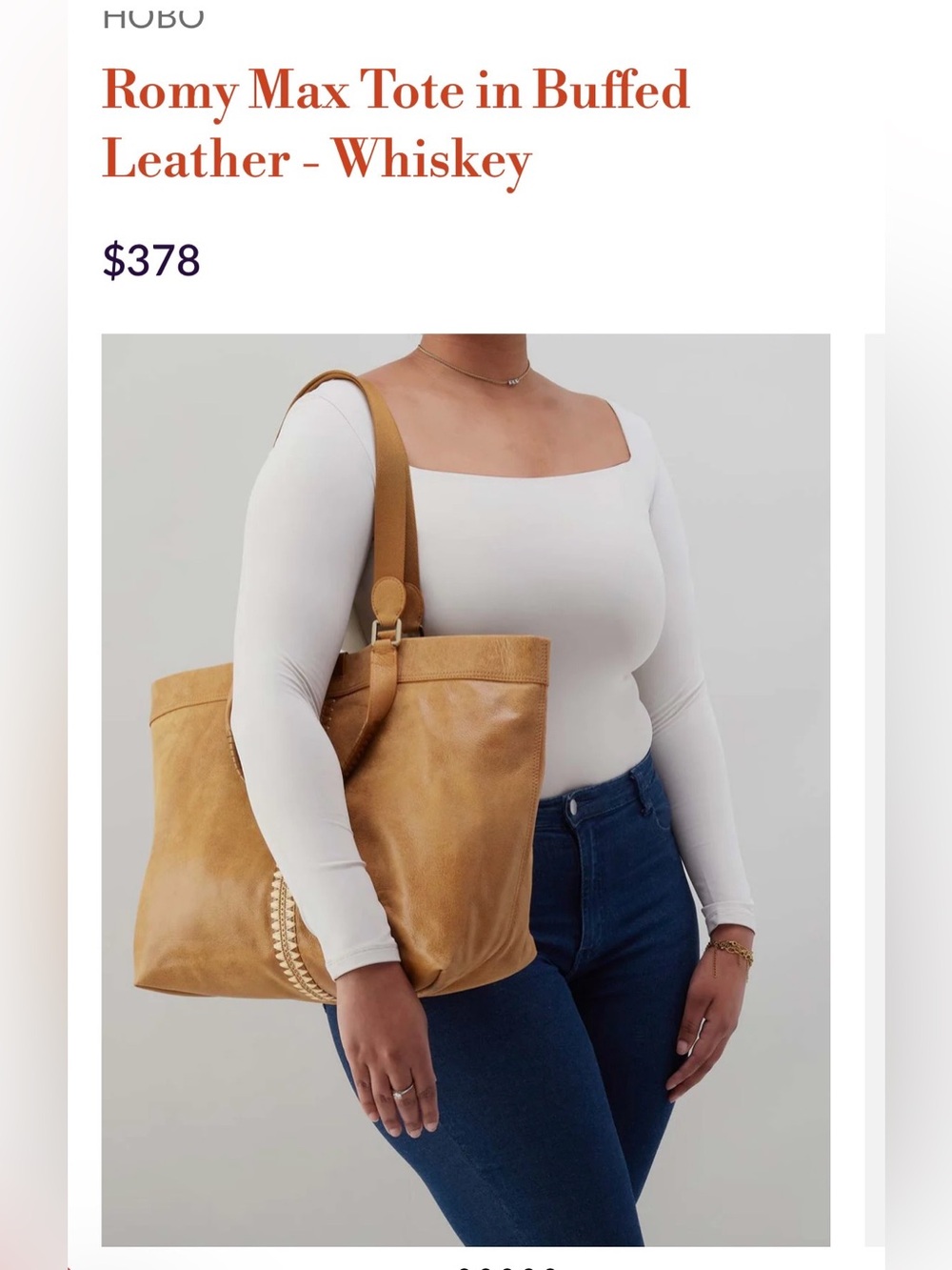 HOBO Romy Max Tote in Whiskey Brown Buffed Leather - Picture 4 of 8